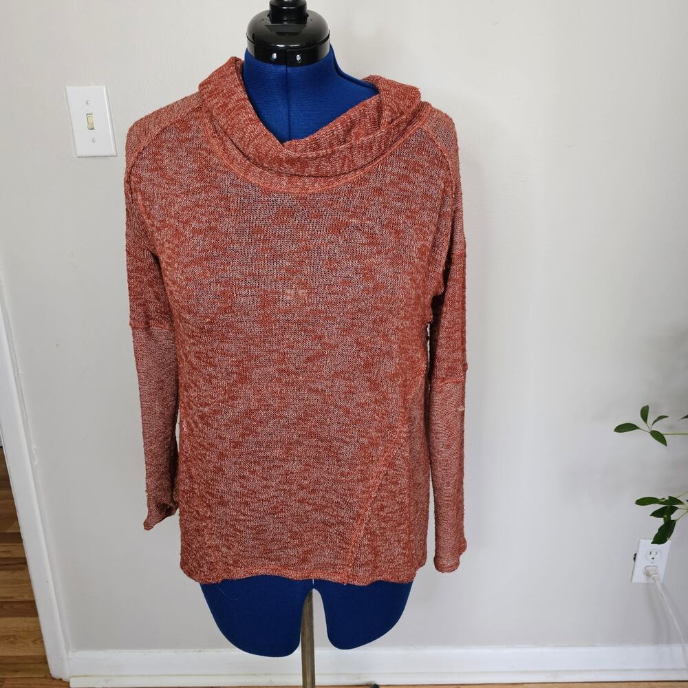 We The Free Marled Rust Cowl Neck Lightweight Knit Pullover | Size Med